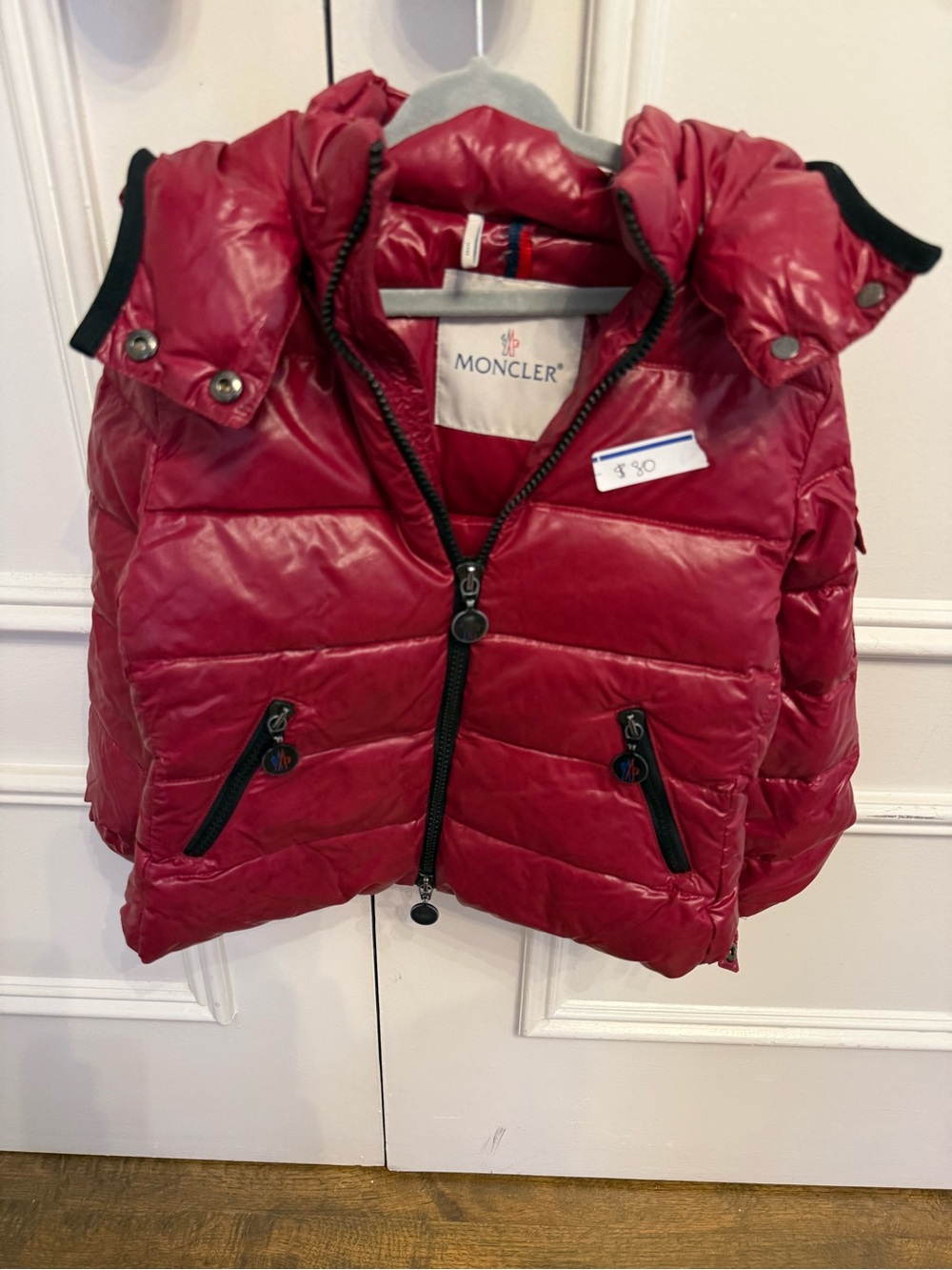 Moncler Kids Red Quilted Puffer Vest with Hood